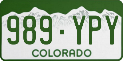 CO license plate 989YPY