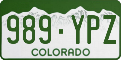 CO license plate 989YPZ