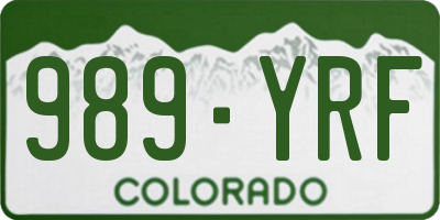 CO license plate 989YRF