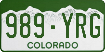 CO license plate 989YRG