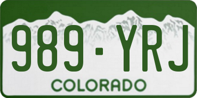 CO license plate 989YRJ