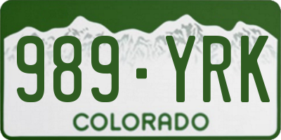 CO license plate 989YRK