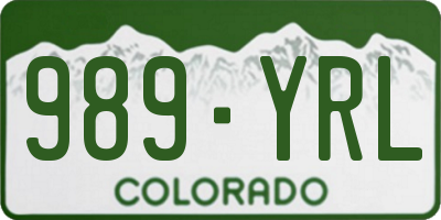 CO license plate 989YRL