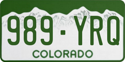CO license plate 989YRQ