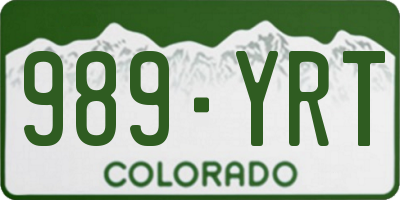 CO license plate 989YRT