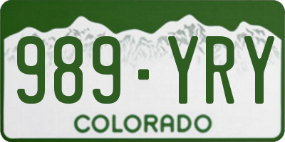 CO license plate 989YRY