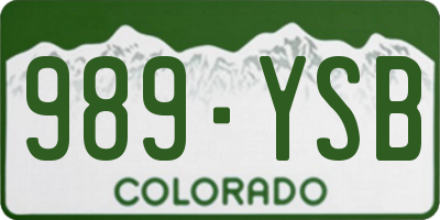 CO license plate 989YSB