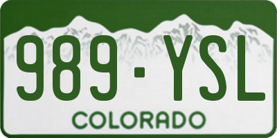 CO license plate 989YSL