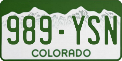 CO license plate 989YSN