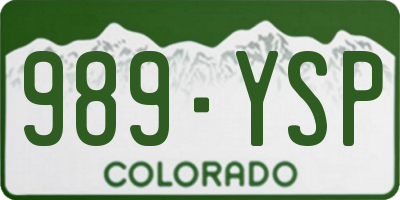 CO license plate 989YSP