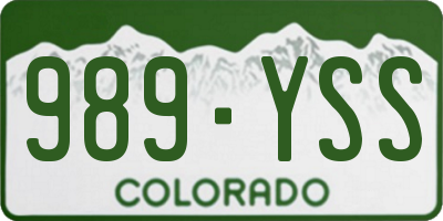 CO license plate 989YSS