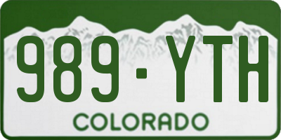 CO license plate 989YTH