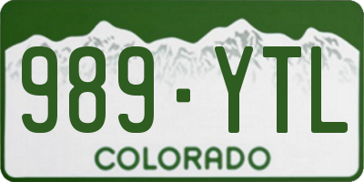 CO license plate 989YTL