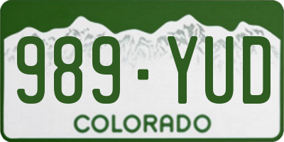 CO license plate 989YUD
