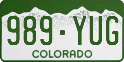 CO license plate 989YUG