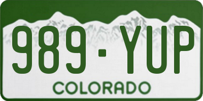 CO license plate 989YUP