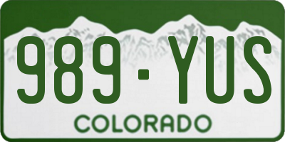 CO license plate 989YUS