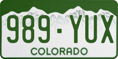 CO license plate 989YUX