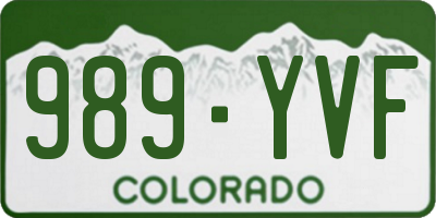 CO license plate 989YVF