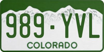 CO license plate 989YVL