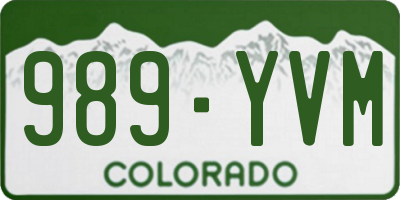 CO license plate 989YVM