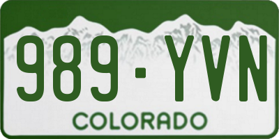 CO license plate 989YVN