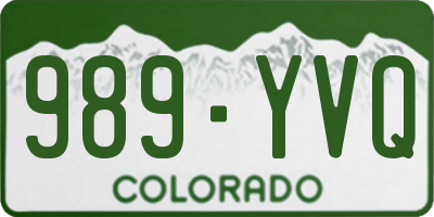CO license plate 989YVQ
