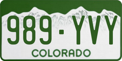 CO license plate 989YVY