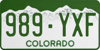 CO license plate 989YXF