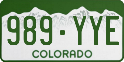 CO license plate 989YYE