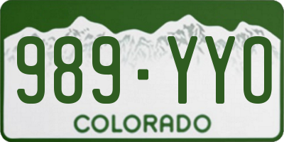 CO license plate 989YYO