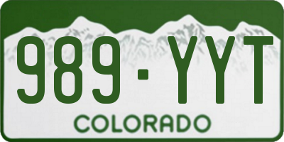 CO license plate 989YYT
