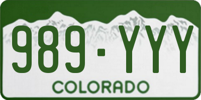 CO license plate 989YYY