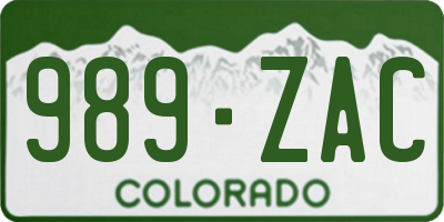 CO license plate 989ZAC