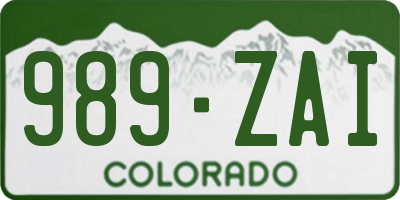 CO license plate 989ZAI