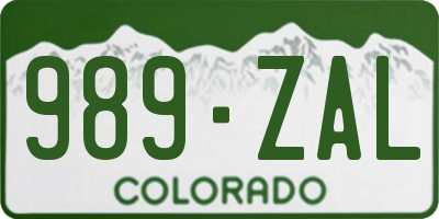 CO license plate 989ZAL