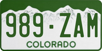 CO license plate 989ZAM