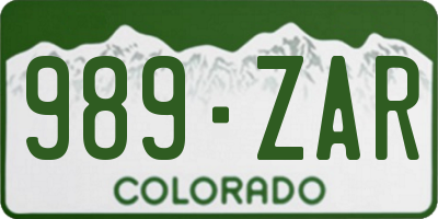 CO license plate 989ZAR