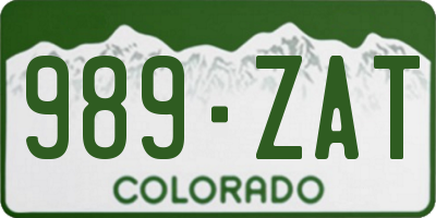 CO license plate 989ZAT
