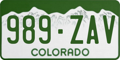 CO license plate 989ZAV