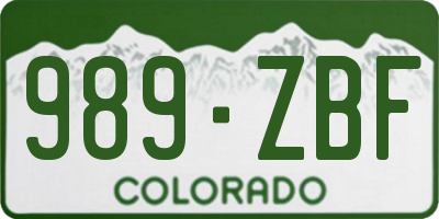 CO license plate 989ZBF