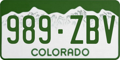 CO license plate 989ZBV