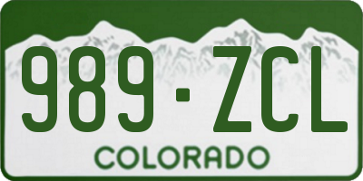 CO license plate 989ZCL
