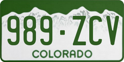 CO license plate 989ZCV