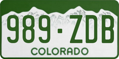 CO license plate 989ZDB