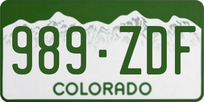 CO license plate 989ZDF