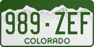 CO license plate 989ZEF