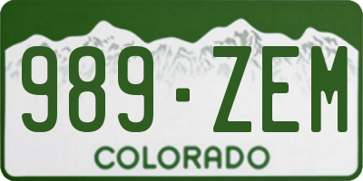 CO license plate 989ZEM