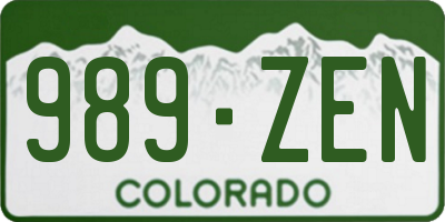 CO license plate 989ZEN