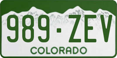 CO license plate 989ZEV